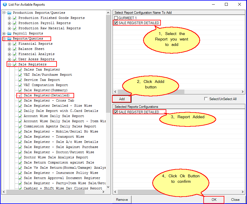 List for Available-Reports